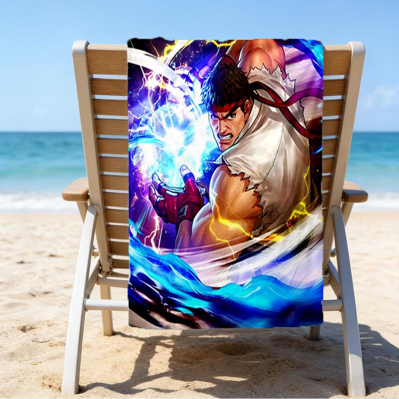 Game Fighter In Action Beach Towel - Soft, Absorbent Microfiber, Lightweight, Ideal for The Beach, Parties, Travel, Camping fan gifts