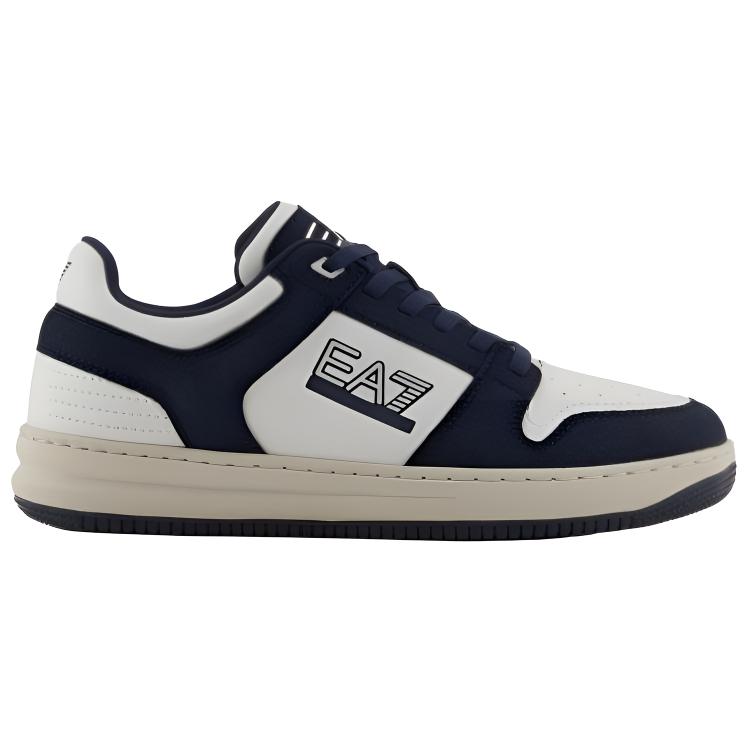 Emporio Armani EA7 Кожаные Низкие Кроссовки на Шнуровке с Круглым Носком Унисекс Синие 7X000346AF18641MZ157