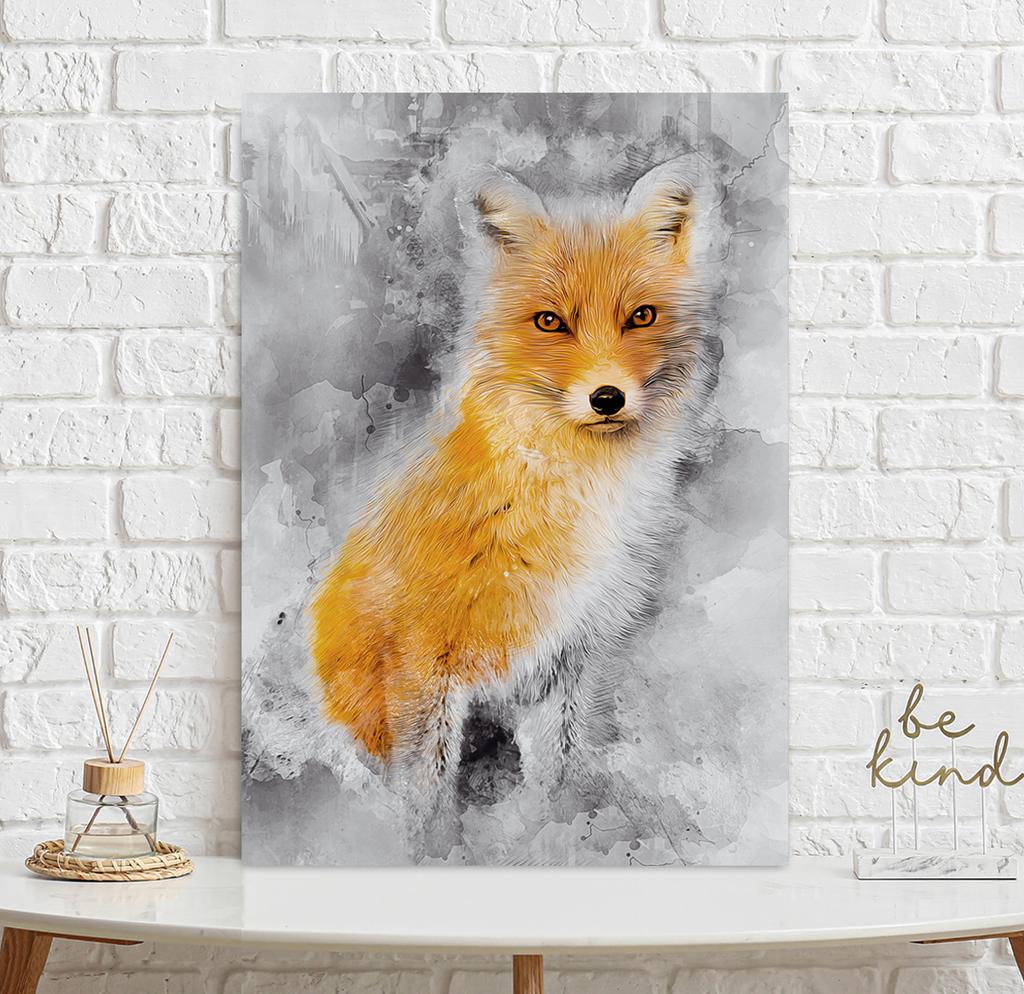 Плакат рыжая лиса абстракция