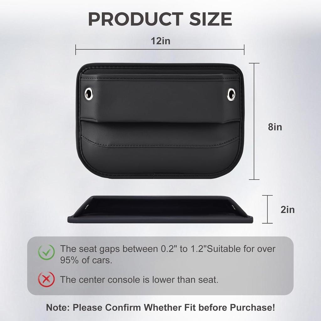 2026 2 Pack Car Seat Gap Filler Organizer, Universal Premium Leather Front Seat Side Organizer, Gap Filler For Car, Phone, Sunglasses, Keys, SUV