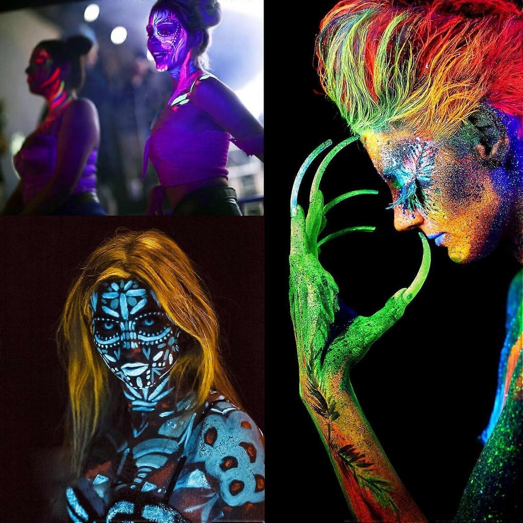 Glow UV Blacklight Face Paint,Neon Body Paint Set of 8 Tubes Blacklight Reactive Paints, DarkPaint Neon Party Supplies