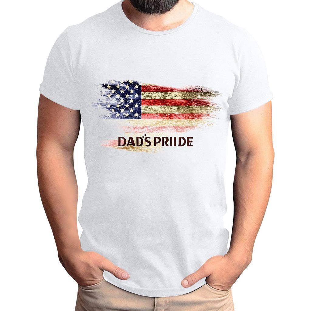 Мужская футболка с принтом флага ко Дню отца, мужской свободный повседневный топ с коротким рукавом