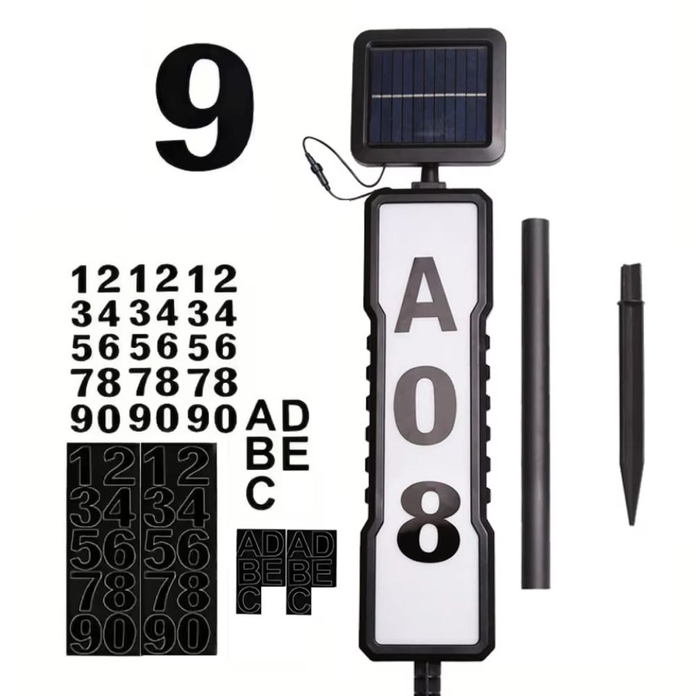 360-Degree Solar Address Sign Auto Illuminates LED House Number Sign Night Lighting