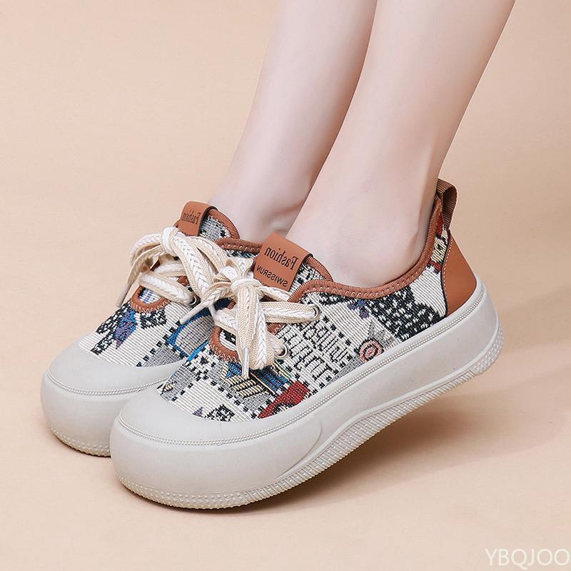 Fashion Women's Casual Sports Comfortable Height Increase Breathable Lace Up Fashionable Single Shoes Versatile Lightweight Shoes