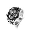 Nordic Retro Style Celtic Wolf Titanium Steel Ring Mens Stainless Steel Wolf Head