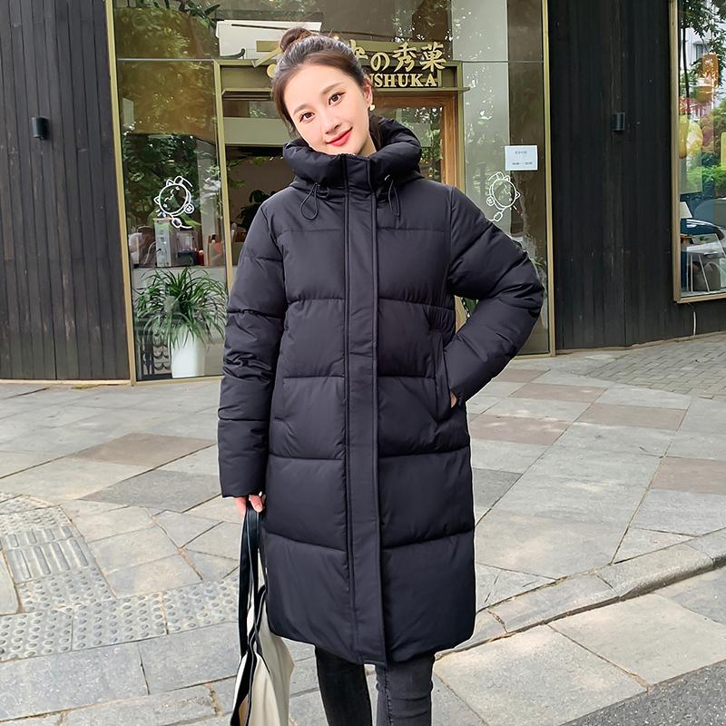 Женская осенне-зимняя куртка с воротником на шнурке и пуговицами, длинная парка на молнии, свободное теплое хлопковое пальто