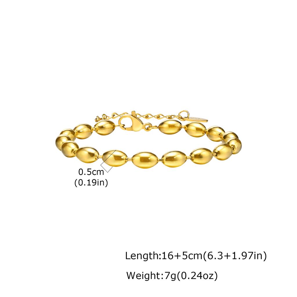 Classic AAA Zircon Tennis Bracelet for Women, Stainless Steel Oval Beads Chain Bracelets, Waterproof Fashion Jewelry Daily Party