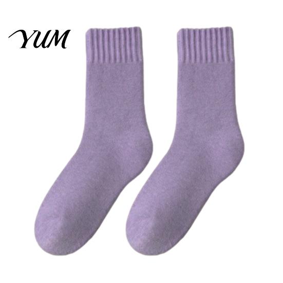 Thermal Insulated Socks for Cold Weather Women Thickened Winter Socks, Solid Color Mid Calf Fleece Lined Anti Slip Ribbed Daily Crew Weather,