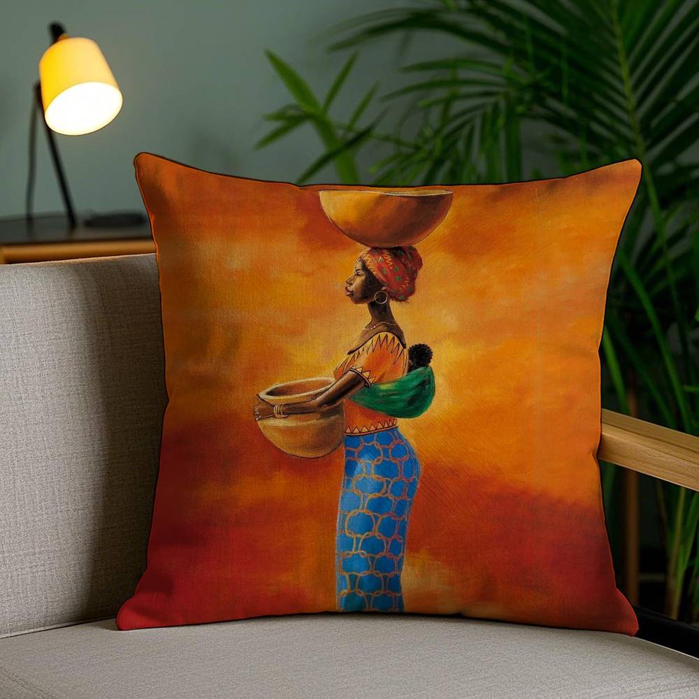 Abstract Painting African Living Pillow Case Anti-dustmite Invisible Zipper Sofa Bed