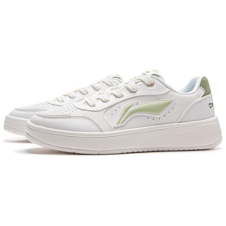 Li Ning Sycee Pure Нескользящие износостойкие Низкие Кеды для Скейтборда Женские Бело-Зеленые AGCV148-2