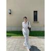 Kumikumi Fashion White Suit Short Sleeve Shirt Women Fall High Waist Slim Looking All-Matching Casual Trousers Two-piece Set