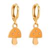 1 Pair Mushroom Shape Rhinestone Drop Earrings Alloy Piercing Bright Color Clip Earrings Jewelry Accessory