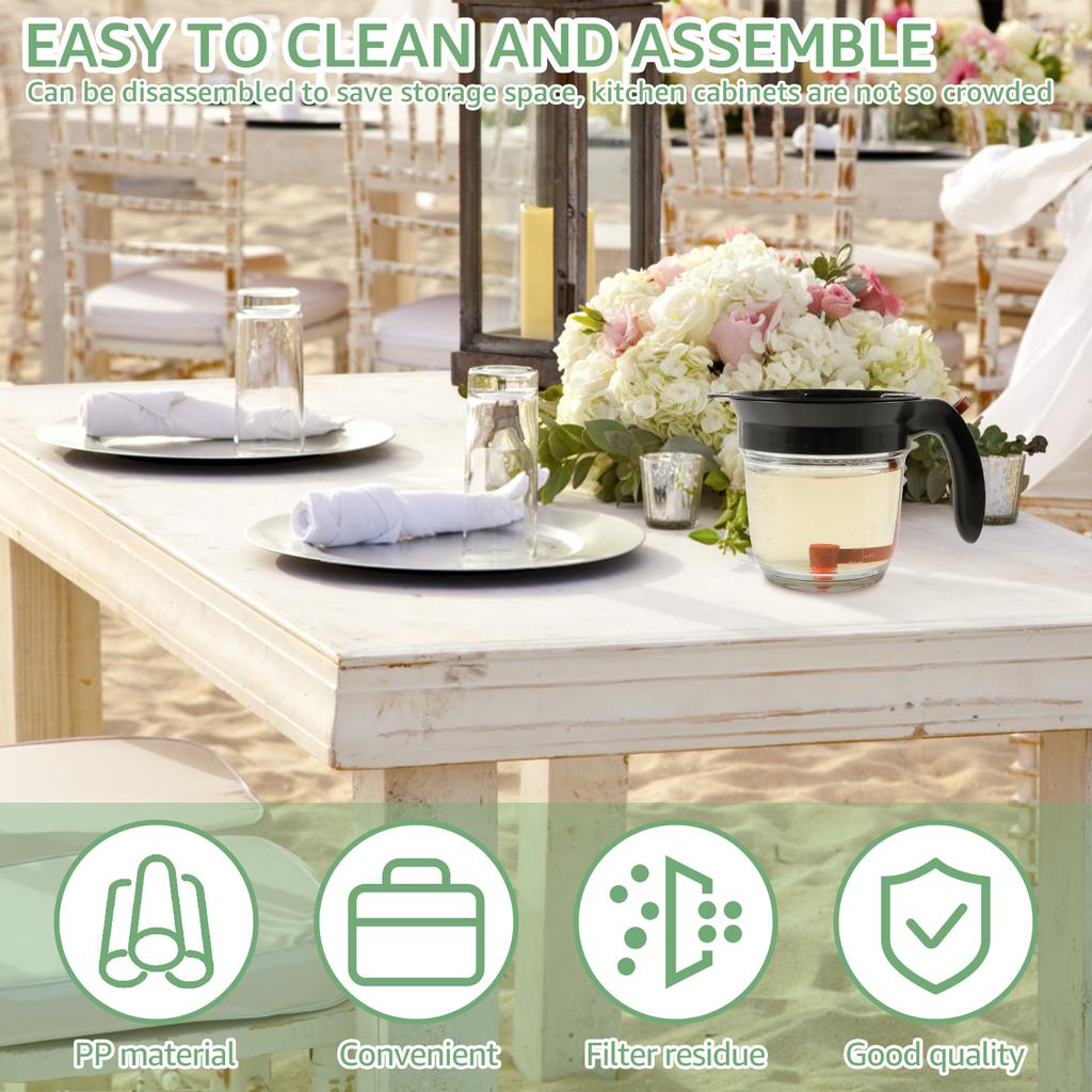 Fat Separator, 4 Cup 1L Fat Separator Jug Gravy Separator and Strainer with Bottom Release, Gravy Jug Fat Separator Cup