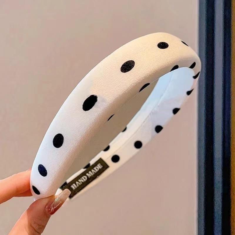 Женская повязка на голову с принтом в горошек 3 см, губчатая подкладка, аксессуары для волос для ежедневных покупок для девочек