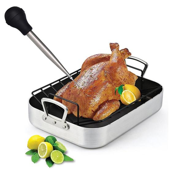 1 комплект теста для индейки с масляной щеткой и щеткой для чистки, пищевой кулинарный противень со съемной круглой лампочкой для капель масла, обжарки глазури