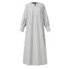 O-Neck Buttons Half Placket Baggy Dress Long Sleeves Pockets Ankle Length Women