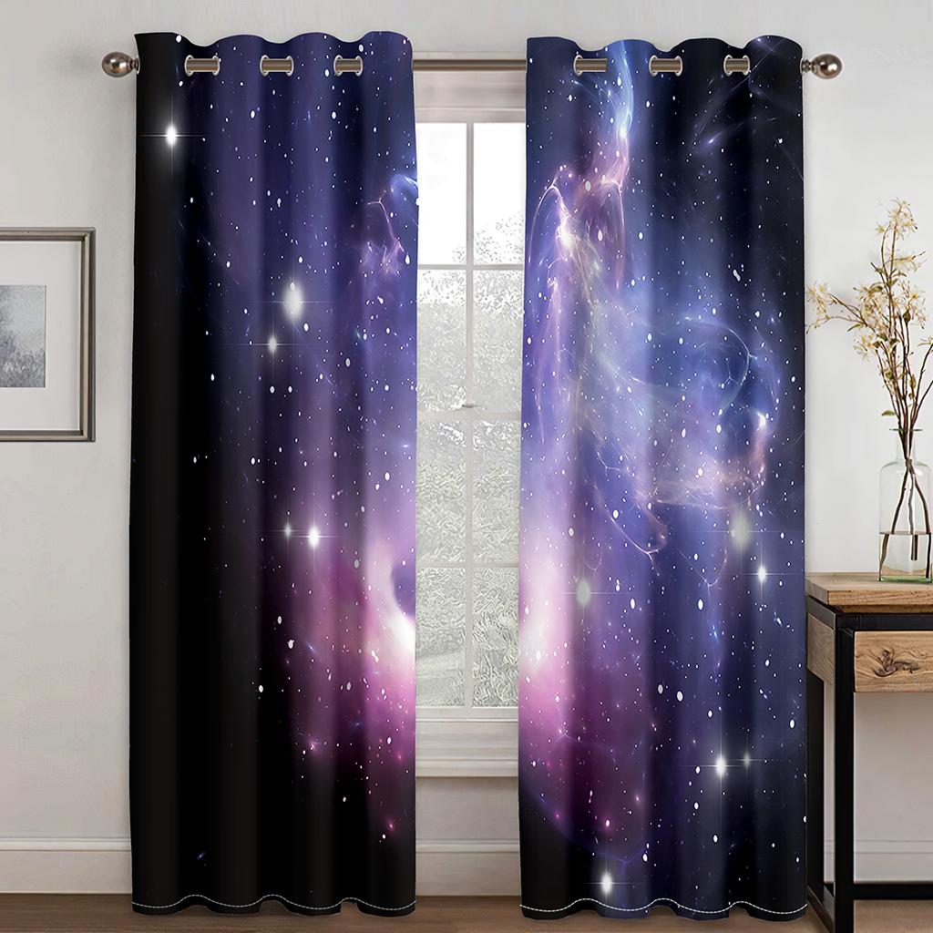 3D цифровая печать звездных штор для детей, оконные шторы, полиэстер, черный, темно-синий, синий, современный, индивидуальность, детская гостиная