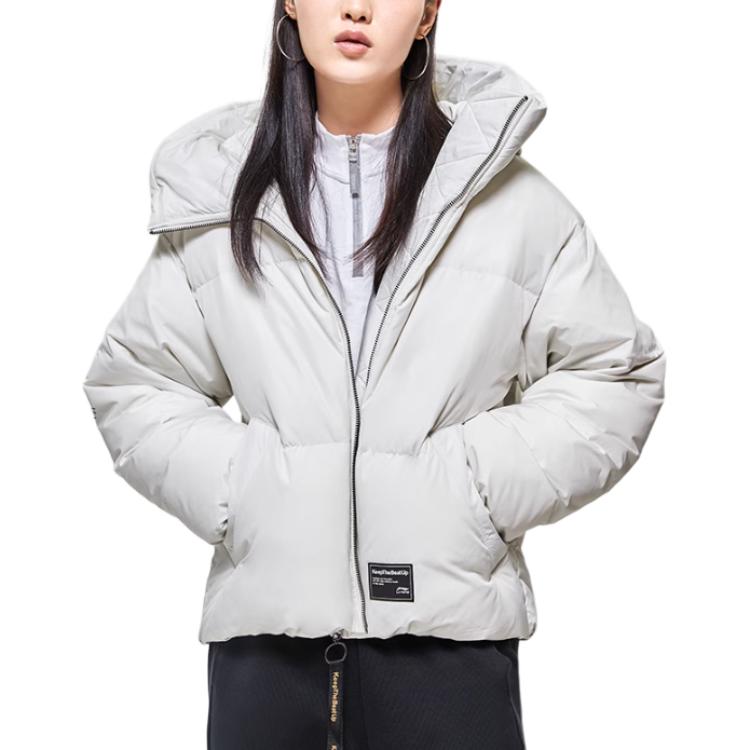 Li Ning Женские пуховики Морозный белый С капюшоном Умеренные Другое AYMP082-4