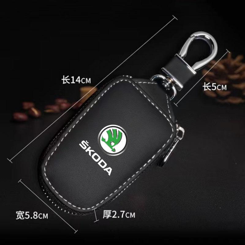 AEL3 Leather Car Remote Key Case Full Cover Protector Holder Shell Fob For Skoda Superb A7 Kodiaq Octavia A7 A8 Keychain Accessories