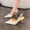 New Style Women's Shoes Sandals Ladies High Heels Pointed Toe Brief Pumps Nude Platform Spikes Retro Spring Fine Sweet