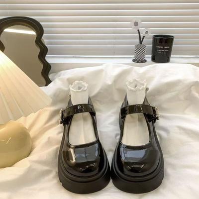 Туфли Мэри Джейн в академическом стиле черные из маленькой кожи женские осенне-зимние новые с юбкой на платформе одинарные туфли