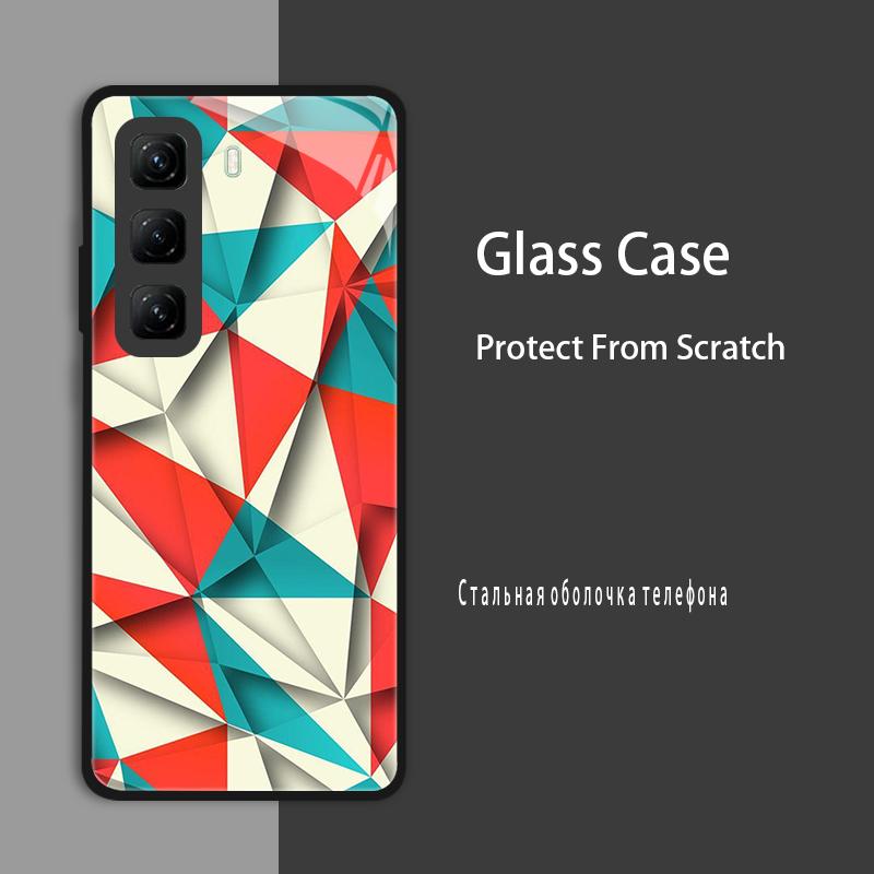 Чехол из закаленного стекла для Infinix Hot 50 Pro Plus Чехлы Крышка Жесткий Бампер для Infinix Hot 50 Pro 4G 5G Hot50i Защитный чехол