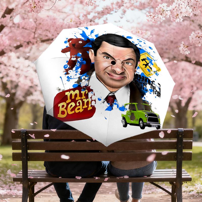 1PC Mr Bean Umbrella-8-Rib Reinforced, Automatic Open, Lightweight & Durable, Cute Fashion Accessory for Outdoor-W116