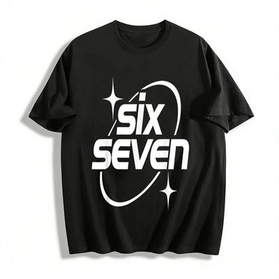 Модный повседневный свободный топ с принтом Six Seven, круглый вырез, футболка из чистого хлопка