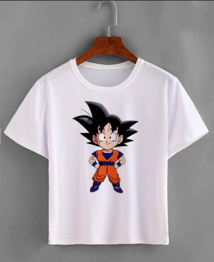 2026 Summer Dragon Ball Kid Goku Unisexs TShirt White Wu Symbol Graphic 100 Cotton Oversized Breathable Casual Short Sleeve Tee