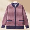 Grandma Winter Coat Fleece Thickened Zipper Foreign Style Knitted Sweater Mother Spring Warm Clothes