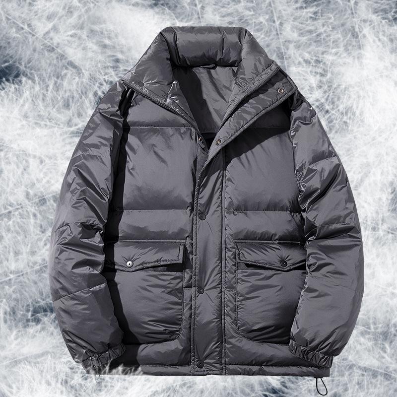 Зимняя толстая пуховая куртка для мужчин, повседневная свободная куртка больших размеров с воротником-стойкой из белого утиного пуха для мужчин