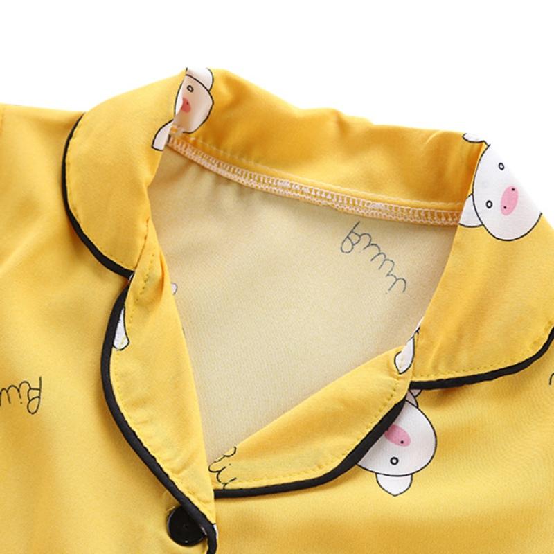 Ночная рубашка для малышей, одежда для сна для мальчиков и девочек, летние пижамы с принтом поросенка, топы с длинными рукавами и штаны, комплект, ночная рубашка, детская ночная рубашка