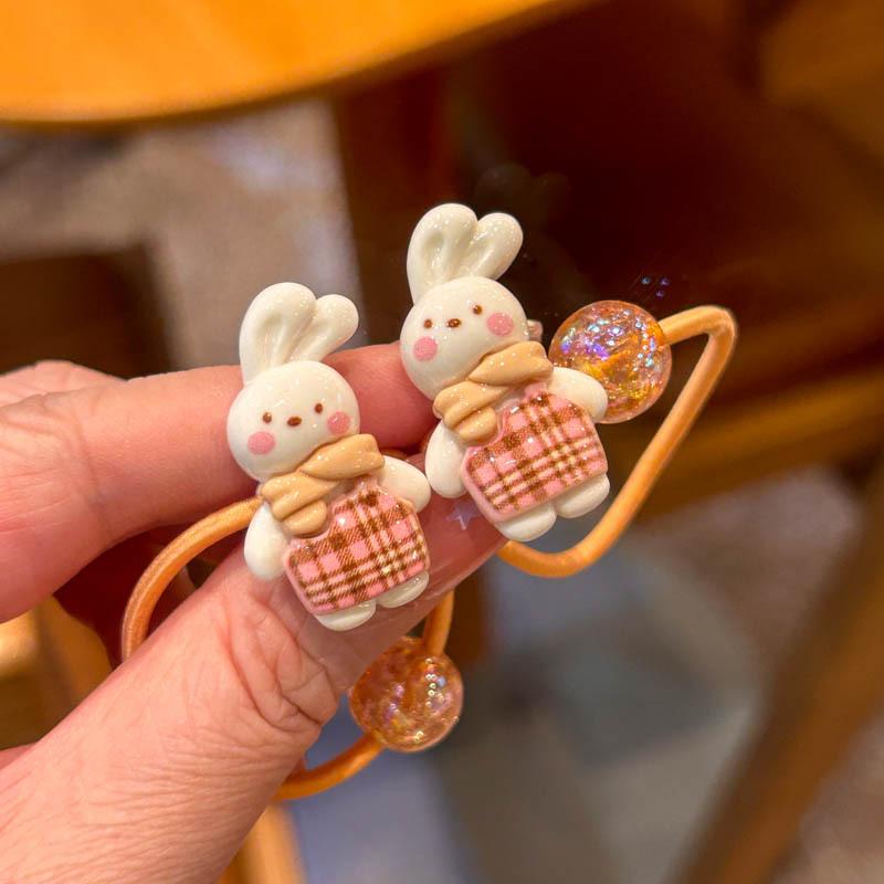 2pcs Sweet Cartoon Cute Little Rabbit Hairband, Small Bear Hair String, Hair Protection Elastic Headband, Hair Accessory.