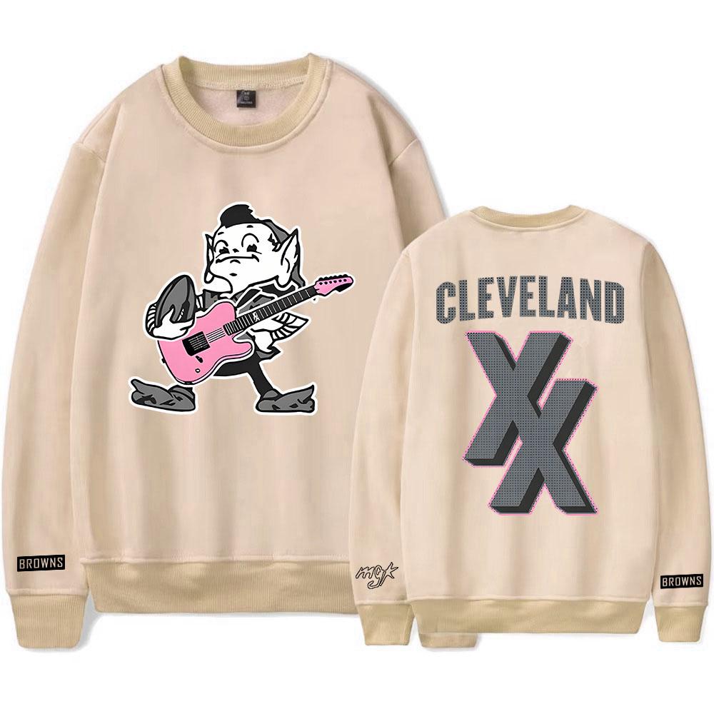 Толстовки с круглым вырезом Mgk X Cleveland Browns, с длинным рукавом, модные флисовые пуловеры, повседневная уличная одежда унисекс, мужская женская одежда