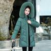 New Middle-aged and Old-aged Cotton-padded Jacket Female Mother Installed Hooded Cotton-padded Jacket Plus Size Long Thick Coat.