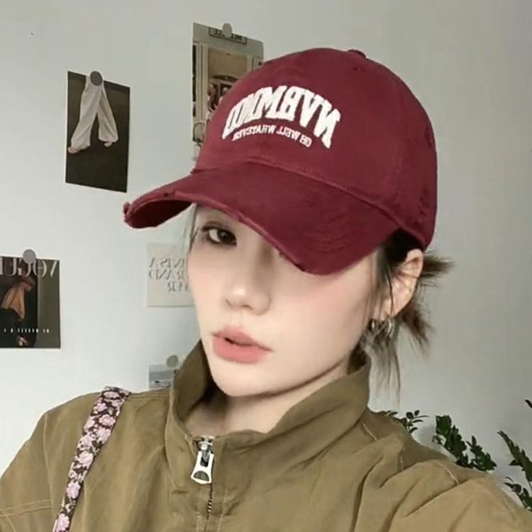 Европейская и американская модная брендовая вышивка с большой окружностью головы, бейсболка для мужчин и женщин, уличная мода, старая кепка с отверстием, показывающая маленькое лицо