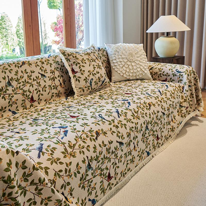 Бохо Ретро Чехол на диван Хлопково-льняная ткань Противоскользящий и Грязеотталкивающий Всесезонный Защита от царапин Цельный Чехол на диван Плед