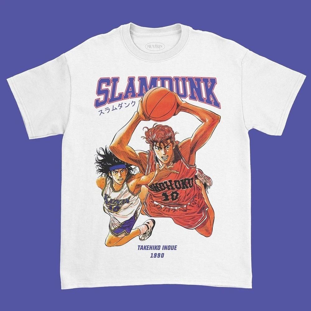 Ретро Аниме Графическая Футболка Slam Dunk Унисекс С Коротким Рукавом S-5XL Унисекс Футболка