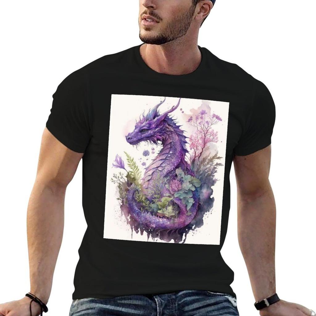 Witchy Pastel Goth Fantasy Dragon Tshirt All Match Basic Short Sleeve Top