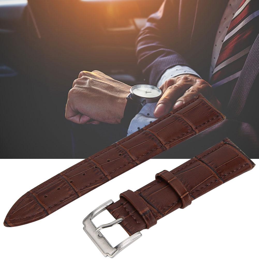 Универсальный мужской женский регулируемый ремешок для часов из искусственной кожи сменный 20 мм коричневый