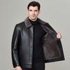 Genuine Leather Jacket Men's Winter Father's Clothing Plus Velvet Thickened Sheepskin Jacket Middle-aged and Elderly Father's Windproof Jacket