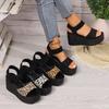 Fashion Summer Fashion Versatile Shoes Peep Toe Sandals Leopard Platform Sandals Ladies Thick Sole Casual Comfortable Fish Mouth Shoes