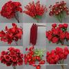 Набор из 10 предметов бордового цветочного декора: Искусственные цветы в красных тонах, Мат, Дорожка для прохода, Свадебное украшение