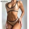 Sexy Mid Waist Khaki Bikini Female Swimsuit Women Swimwear Two-pieces Bikini Set Padded Bather Bathing Suit Swim Lady