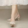 Женские босоножки с острым носком закрытые лето 2024 тонкий каблук черные женские туфли шпилька обувь для вечеринки свадьбы в наличии винтаж