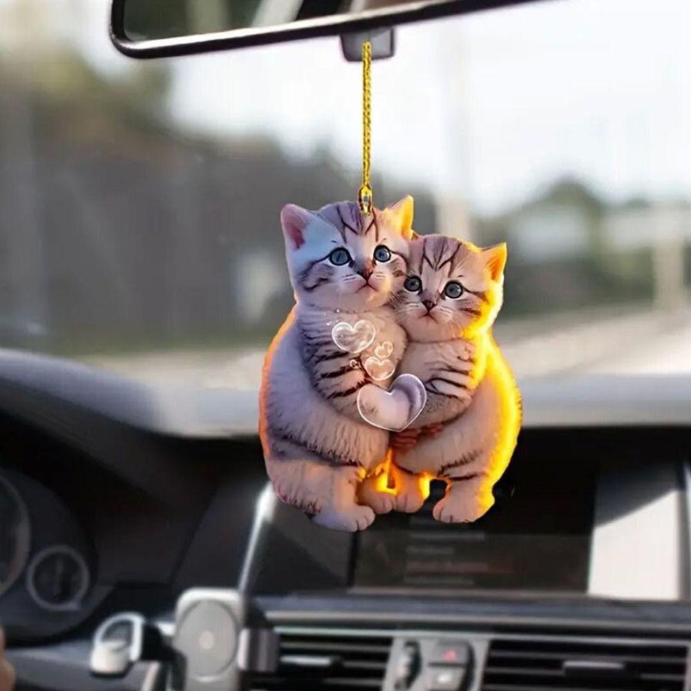 Подвеска для сумки Кот Брелок для ключей от машины Кольцо для ключей от машины Украшение для машины Модная акриловая подвеска Салон автомобиля