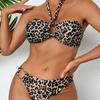 2024 Leopard Print Lace-Up Strapless Two-Way Sexy Bikini Swimwear