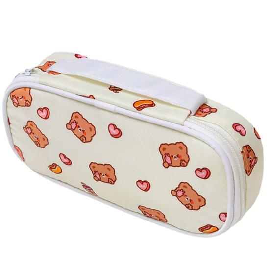 Многофункциональная сумка для хранения карандашей с ручкой, прочный чехол с милым кроликом и медведем