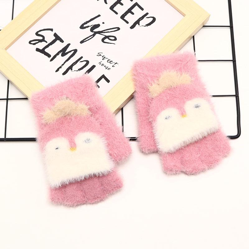 Детские зимние шерстяные перчатки-варежки с откидным верхом - Теплые, мультяшный дизайн для мальчиков и девочек младшего школьного возраста