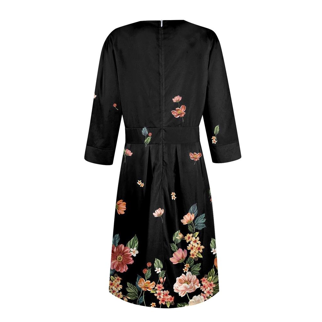 Женское повседневное и модное платье с карманом на рукаве 3/4 и молнией сзади